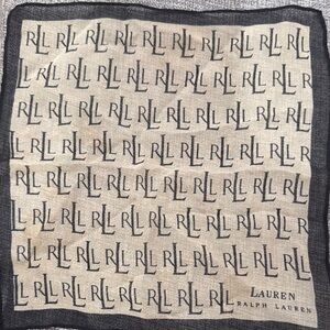 Lauren Ralph Lauren Beige and Black Logo Scarf. Vintage